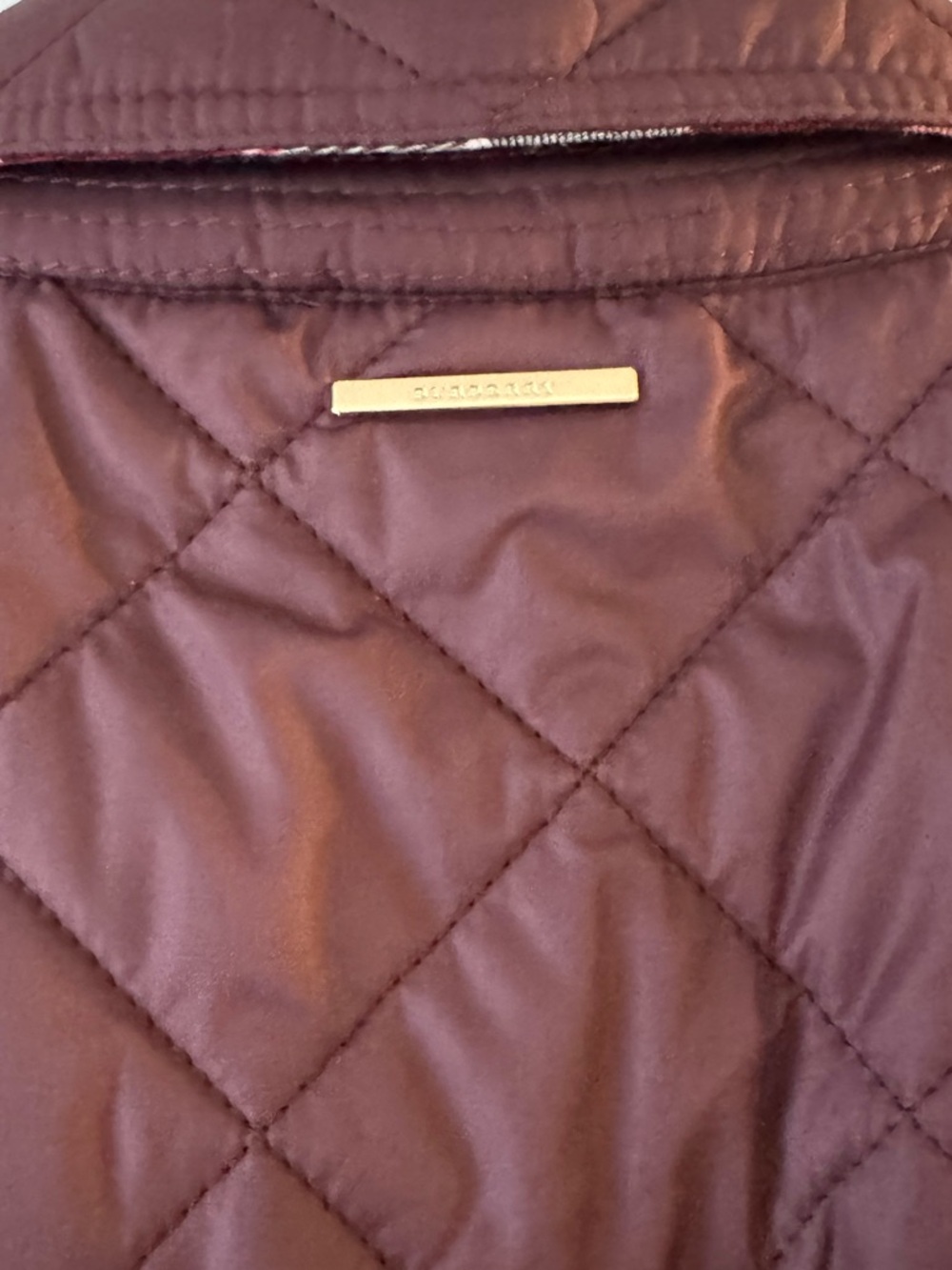 Burberry Quilted Button-Front Jacket in Deep Plum - Picture 5 of 6